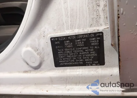 2012 Suzuki Sx4 Premium/Tech Valu Pkg (Nav) z USA, uszkodzony, nr VIN JS2YB5A38C6300735